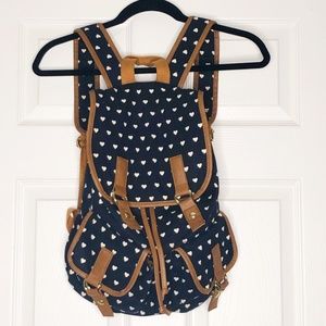 Black & Tan with white hearts Mossimo bookbag